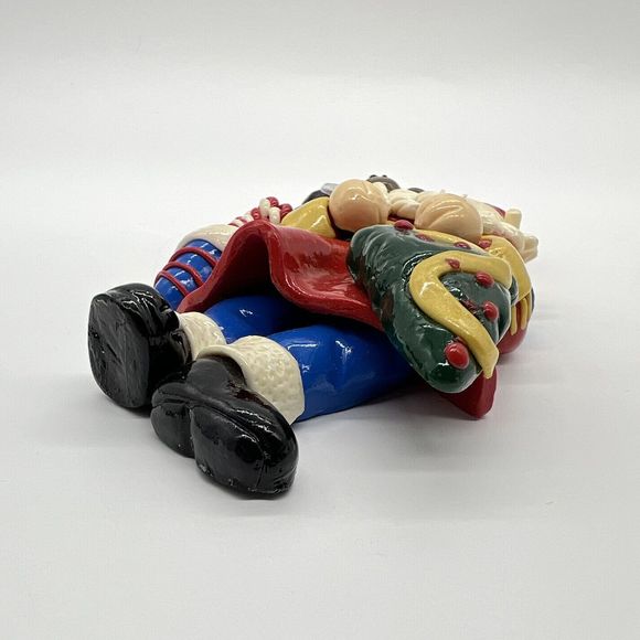 Vintage Santa Claus Christmas Ornament Glazed Clay Dough 5.5” Handmade Detailed - Picture 6 of 12